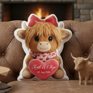 Highland Cow Valentine Custom Shaped Pillow - Personalized Gifts For Couple 03hyta161225-Homacus