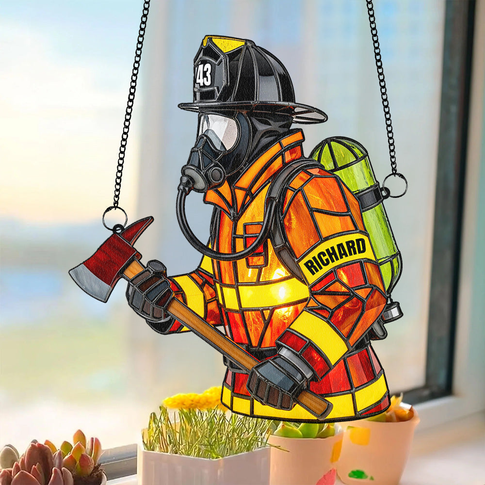 Firefighter Suncatcher Ornament - Personalized Gifts For Firefighters 01namg070725-Homacus