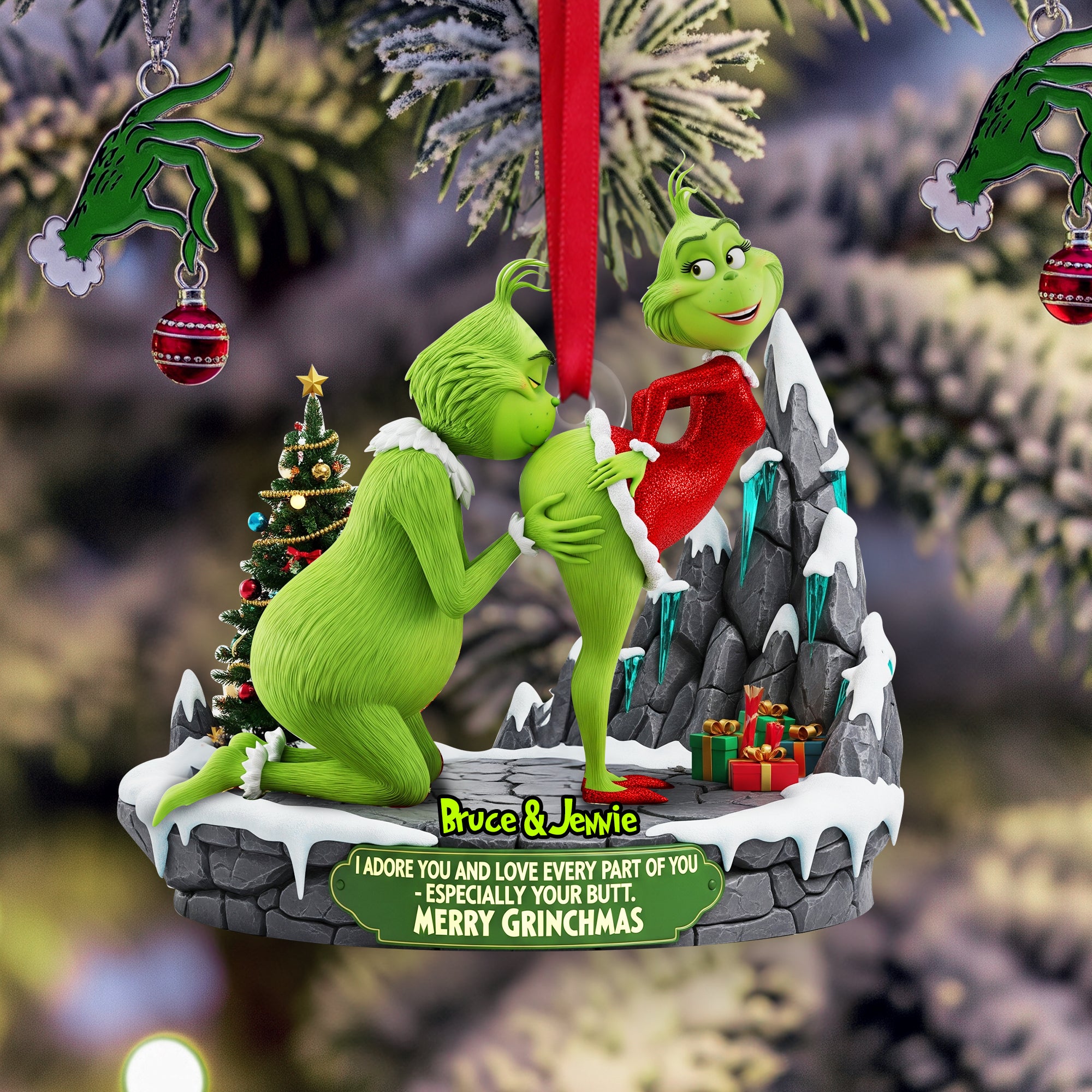 Funny Green Couple Ornament Personalized Christmas Gifts For Couple 021ohlu090925-Homacus