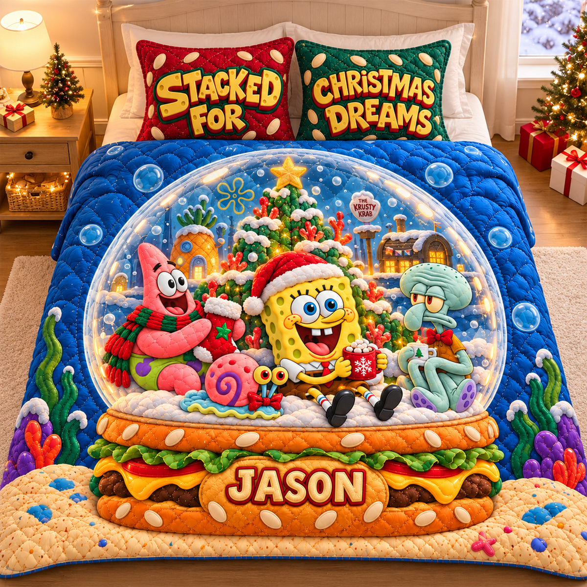 Yellow Sponge & Nautical Friends Quilt Bed Set - Personalized Christmas Gifts 07HALU011026-Homacus