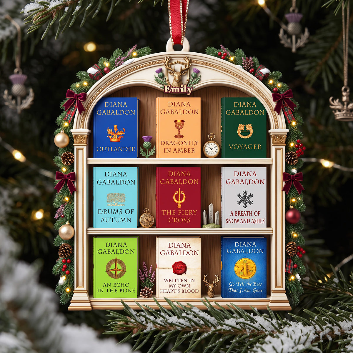 Fantasy Book Shelf Christmas Ornament - Personalized Gifts For Book Lovers 02NATA081026-Homacus