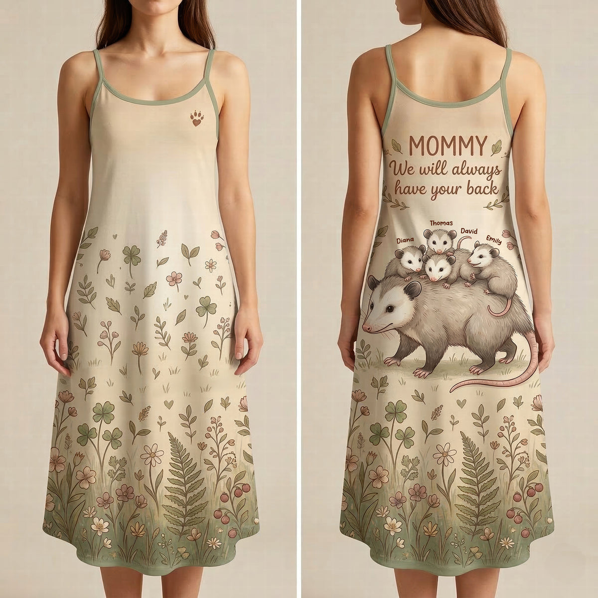 Cute Opossum Mom Suspender Maxi Dress, Personalized Mother's Day Gifts 03qhqn170326-Homacus