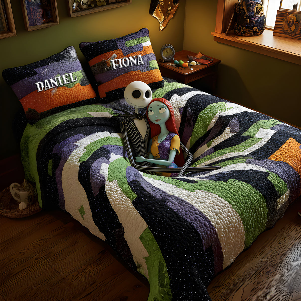 Hugging Skull Couples Quilt Bedding Set - Personalized Gift For Couples 04NALU221025-Homacus