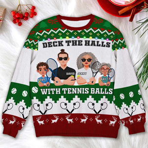 Personalized Gifts For Family Love Tennis, Christmas Ugly Sweater 03TOLU241024PA-Homacus