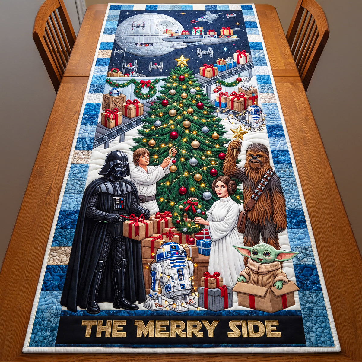 Merry World Quilted Table Runner - Personalized Christmas Gifts 04tydt130826