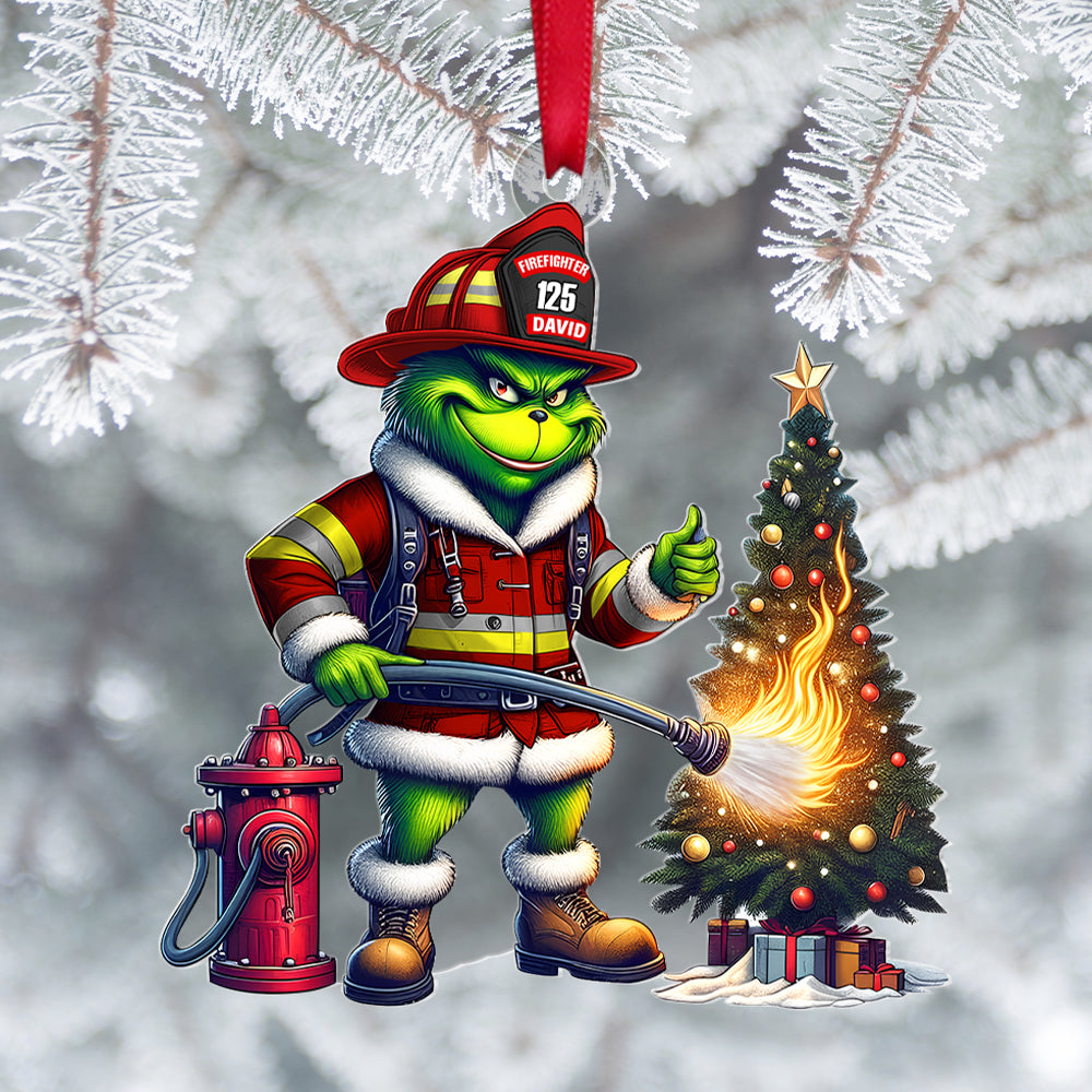 Firefighter Christmas Ornaments - Green Monster - Personalized Gifts For Firefighter-Homacus