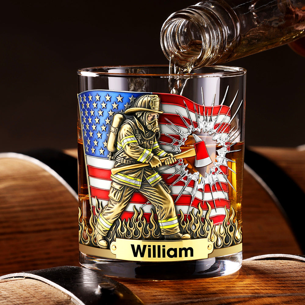 Patriotic Firefighter Drinking Glass – Personalized Gifts For Firefighter 04hyqn080925-Homacus