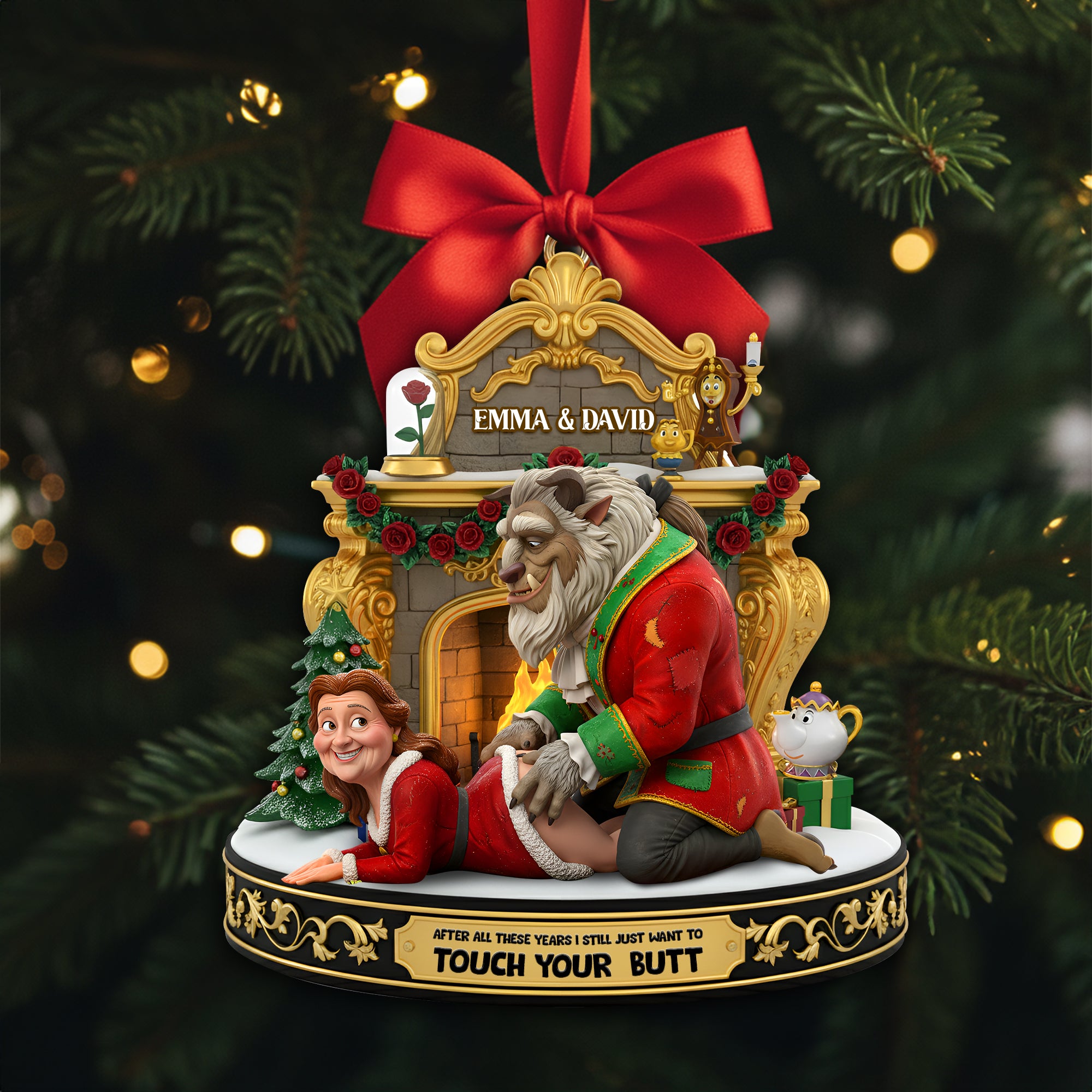 Playful Touchy Couple Ornament - Personalized Christmas Gift For Couples 04OHLU230925-Homacus