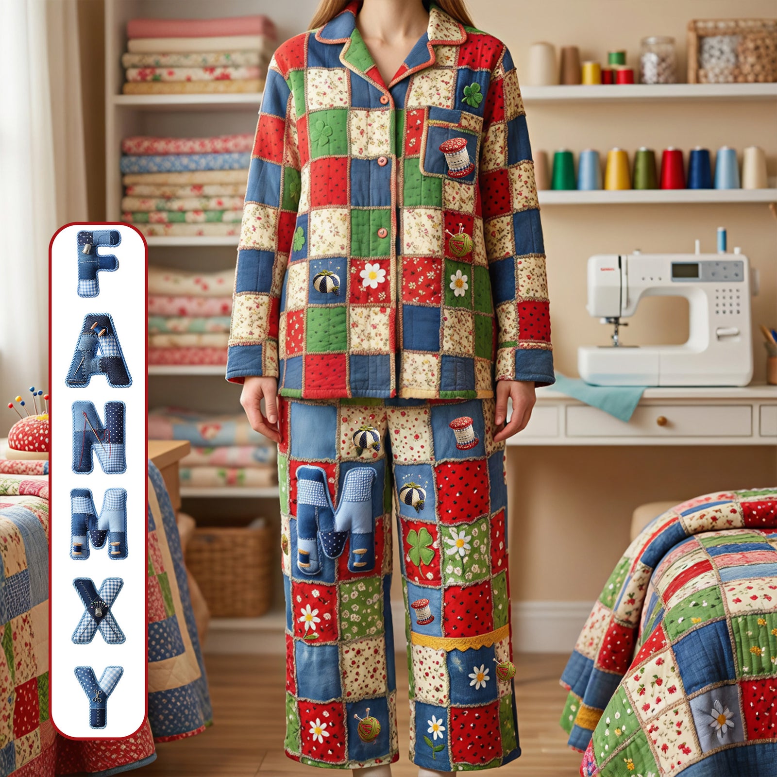 Sewing Patchwork Pajama Set - Personalized Gifts For Sewing Lovers 03pamg101225-Homacus