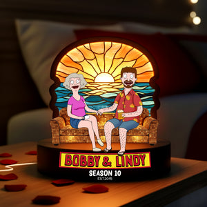 Beach Couple Light Box - Personalized Gifts For Couple Custom Shape Acrylic Light Box 05OHLU081225-Homacus