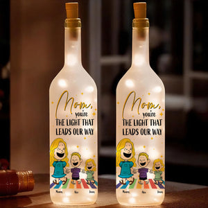 Personalized Gift For Mom Bottle Lamp Cartoon Mom And Kids 06KAMH190225HH-Homacus