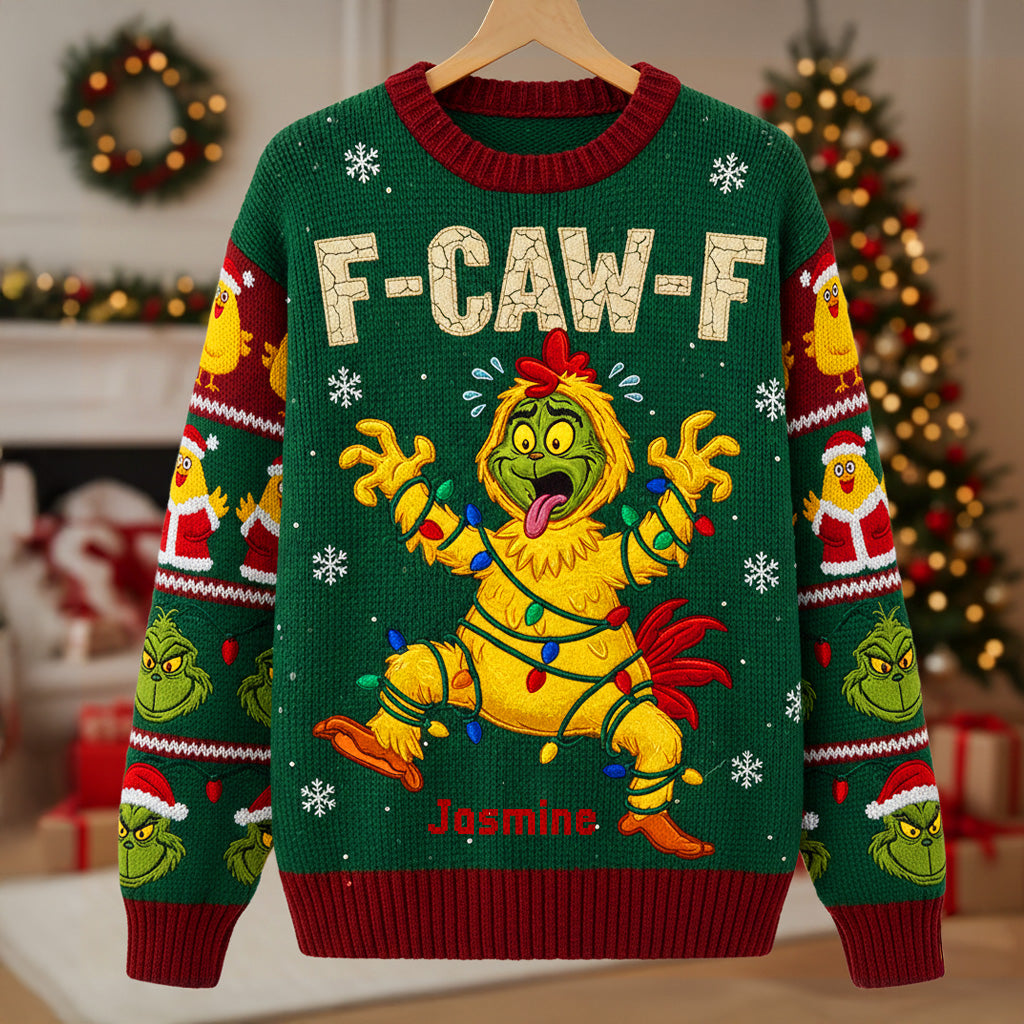 F-Caw-F Chicken 3D Knitted Ugly Sweater - Personalized Funny Christmas Gift 02tgmg061025-Homacus