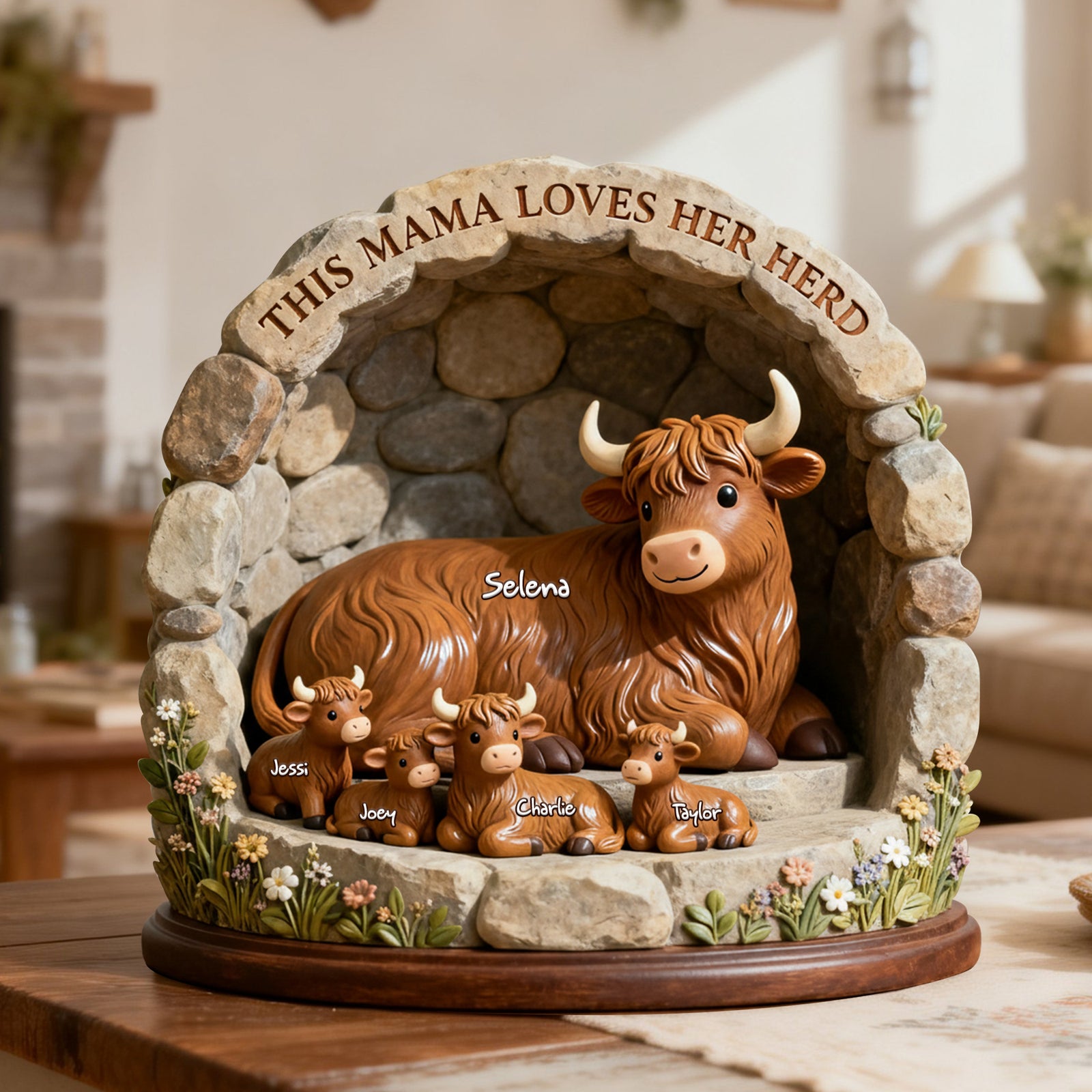 Highland Cow Family Acrylic Plaque - Personalized Gifts For Mom 03KILU050226-Homacus