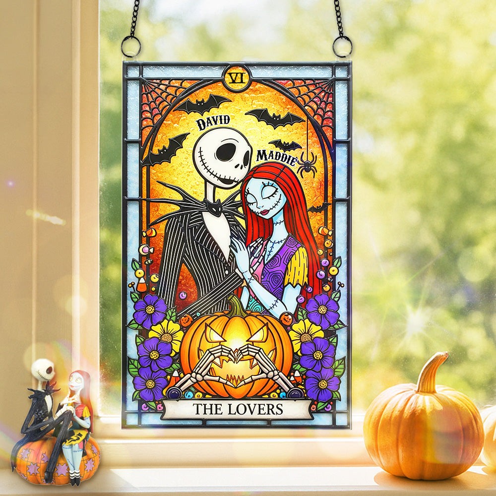 Gothic Card The Lovers Suncatcher For Halloween Decor, Personalized Gifts For Couple 05QHMG090825-Homacus