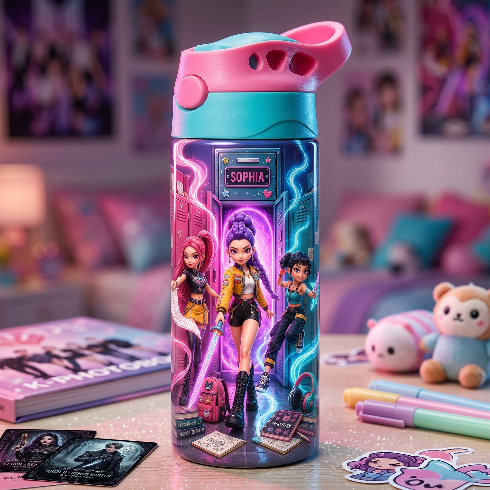 Fantasy Girl 12oz Colorful Kid Tumbler Personalized Back To School Gift 02HALU270726-Homacus