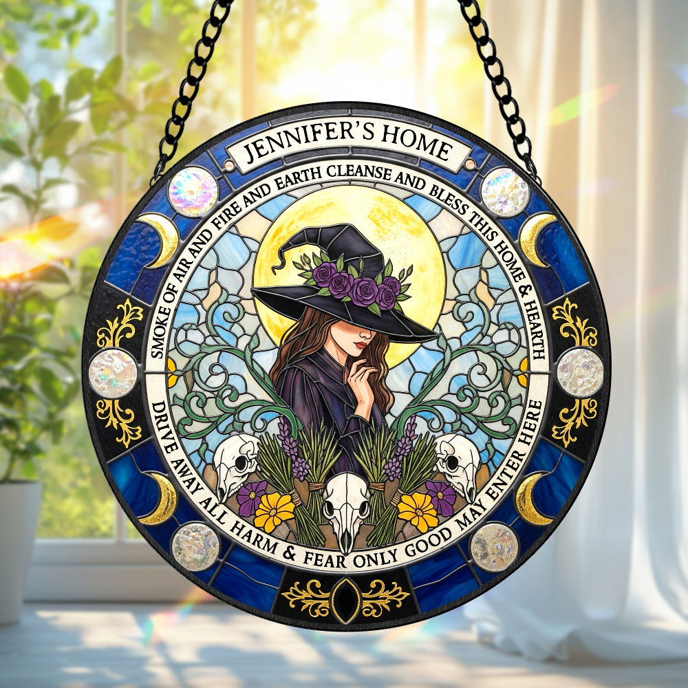Blessings Witch House Stained Glass Suncatcher, Personalized Gifts For Witch Lovers 01qhtn080825-Homacus