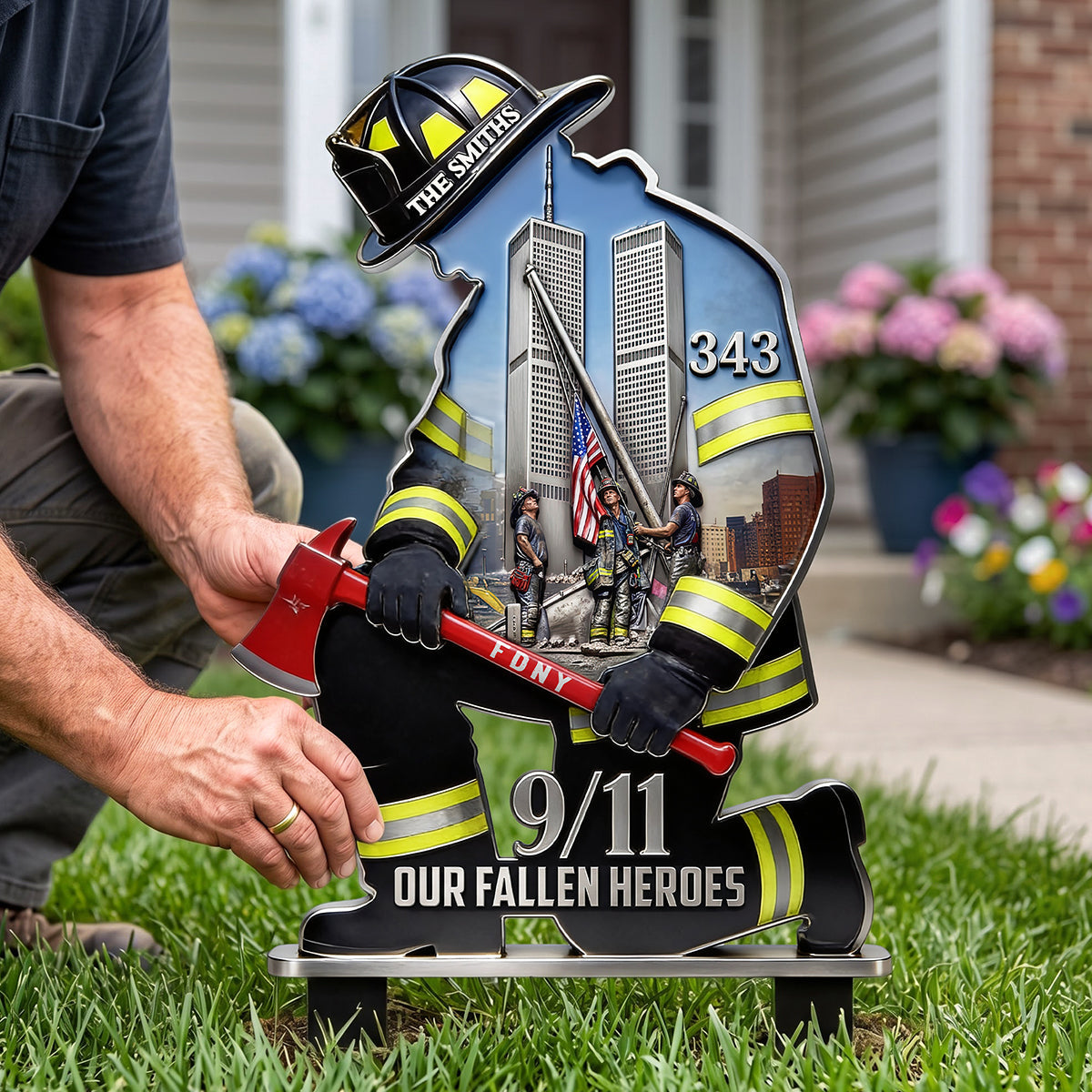 A Pray For Fallen Firefighters Metal Garden Stake - Personalized Gifts For Memorial 01huta060826-Homacus