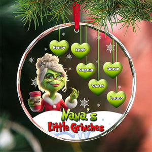 Grandma Ornament - Green Monster - Personalized Gifts For Nana, Gigi With Little Hearts-Homacus