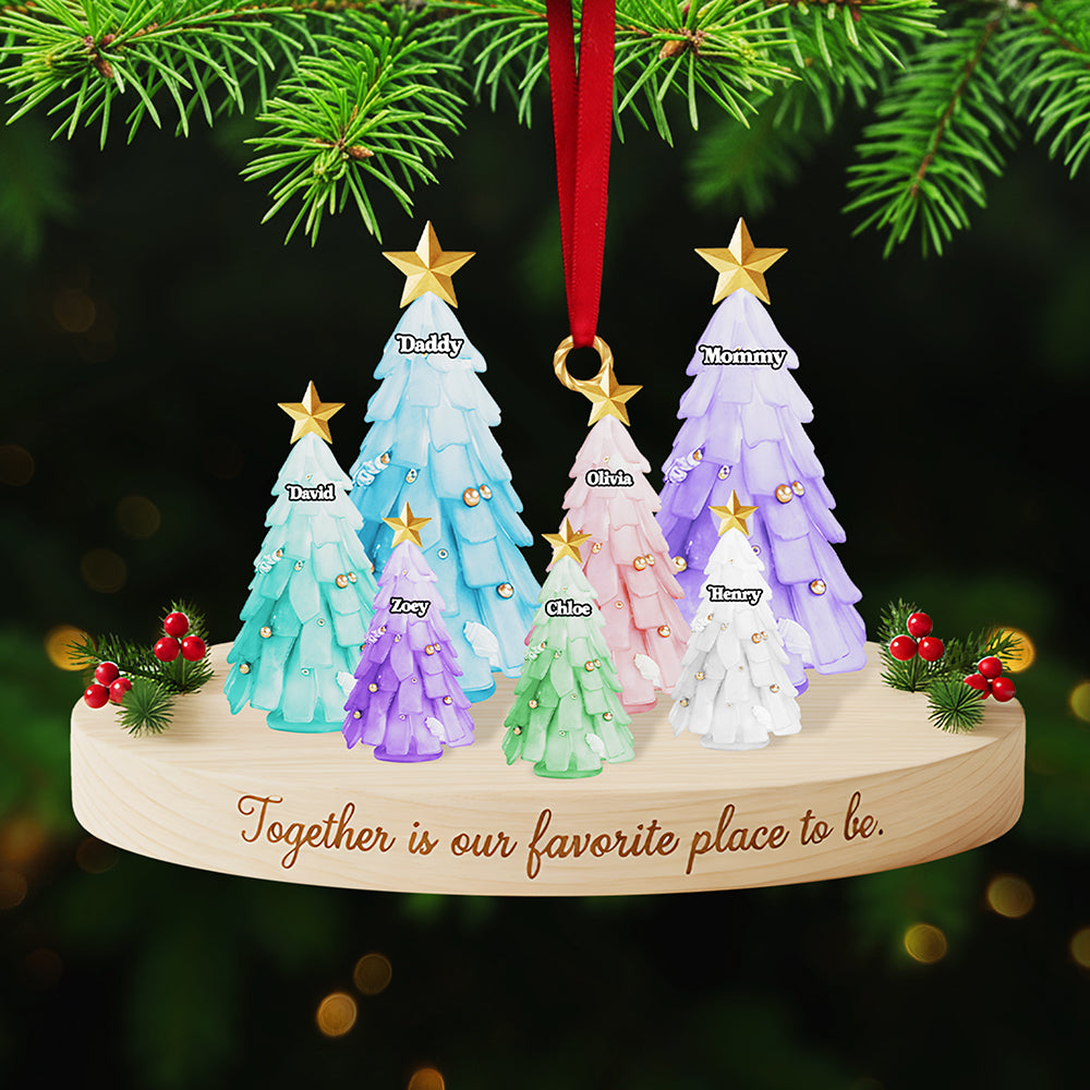 Personalized Gifts For Family, Christmas Tree Sea Glass Family Acrylic Ornament 01nata131025-Homacus