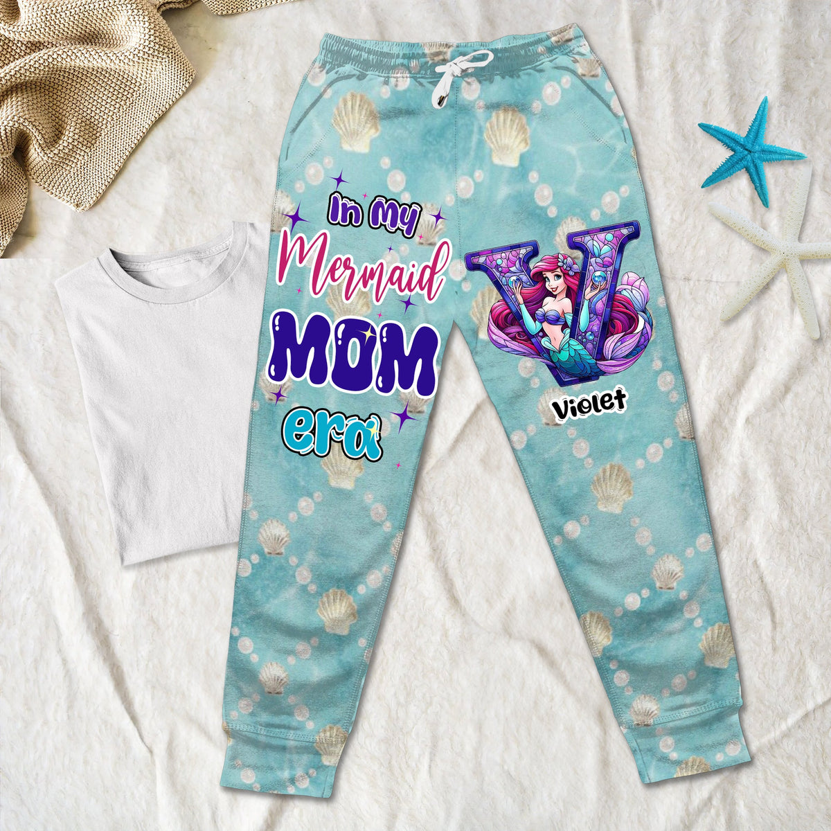 Personalized Gifts For Moms Sweatpants Mermaid Alphabet Letter 03XQLU130225-Homacus