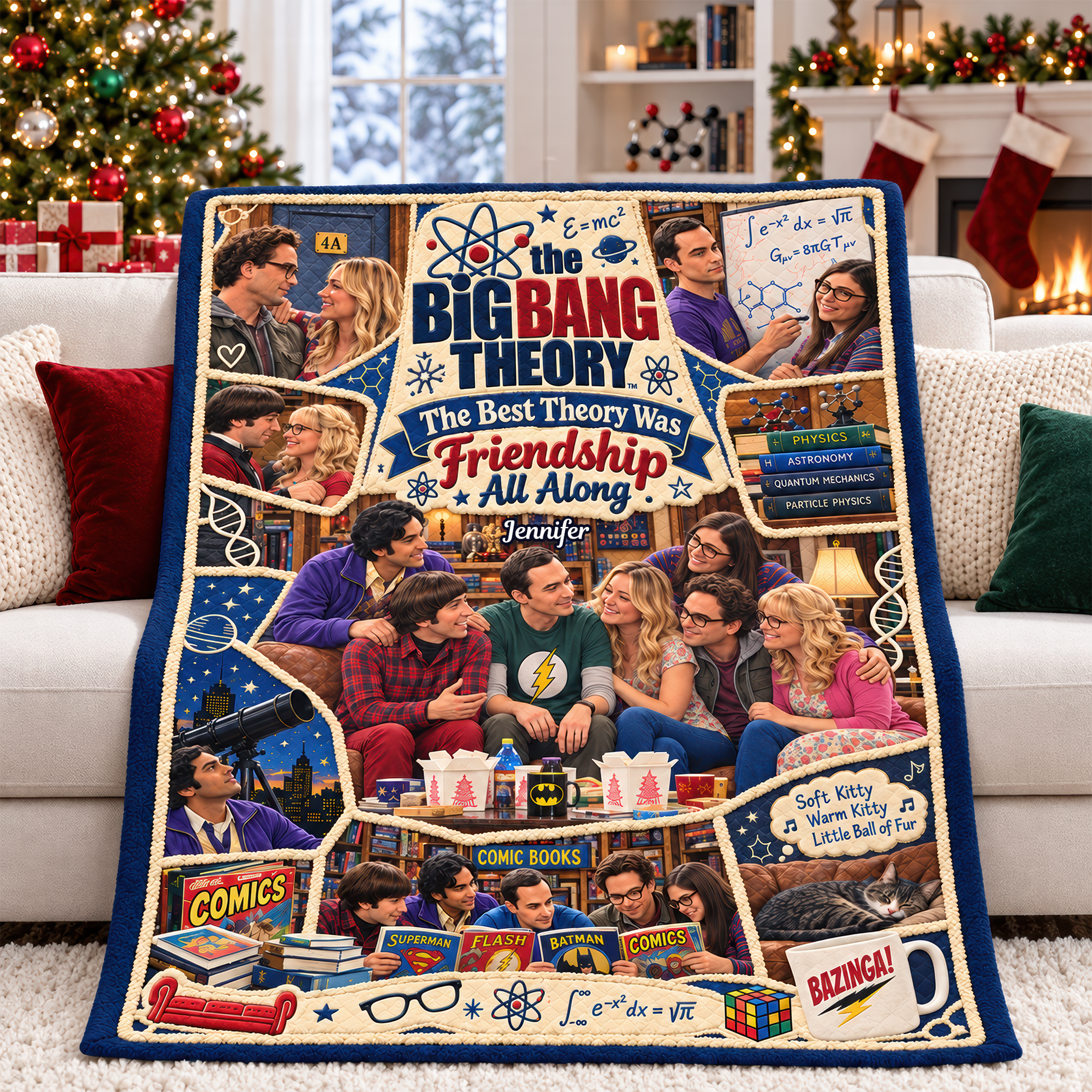 Science & Sitcom Friends Christmas Blanket - Personalized Gifts For TV Show Lovers 06TTQN081026-Homacus