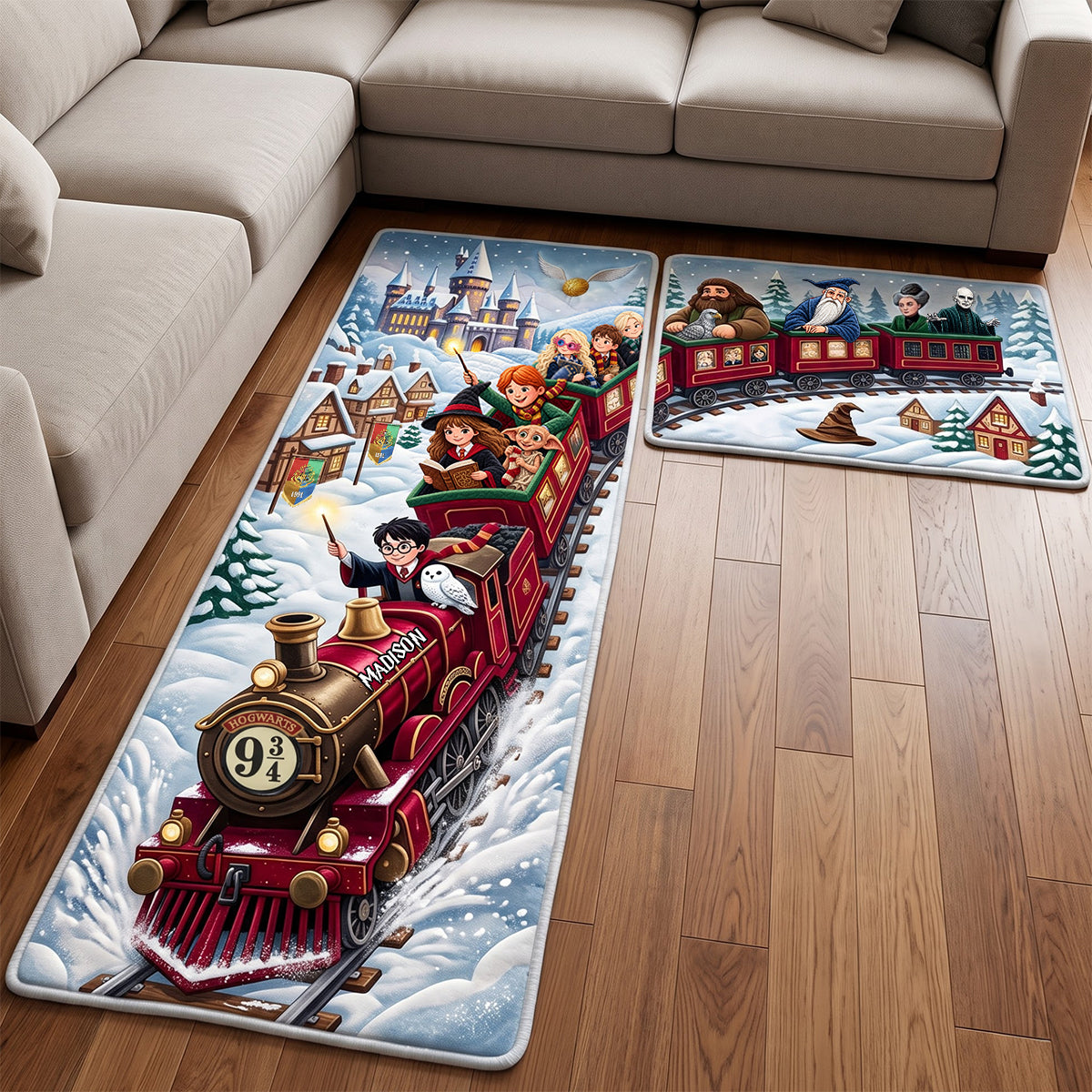 Long School Train Runner Rug Set, Personalized Gifts 02qhdt280926