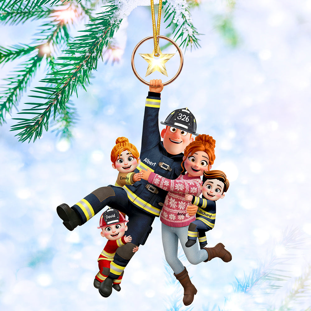 Fun Hanging Firefighter Family Ornament, Personalized Gifts For Family 04qhqn061025-Homacus