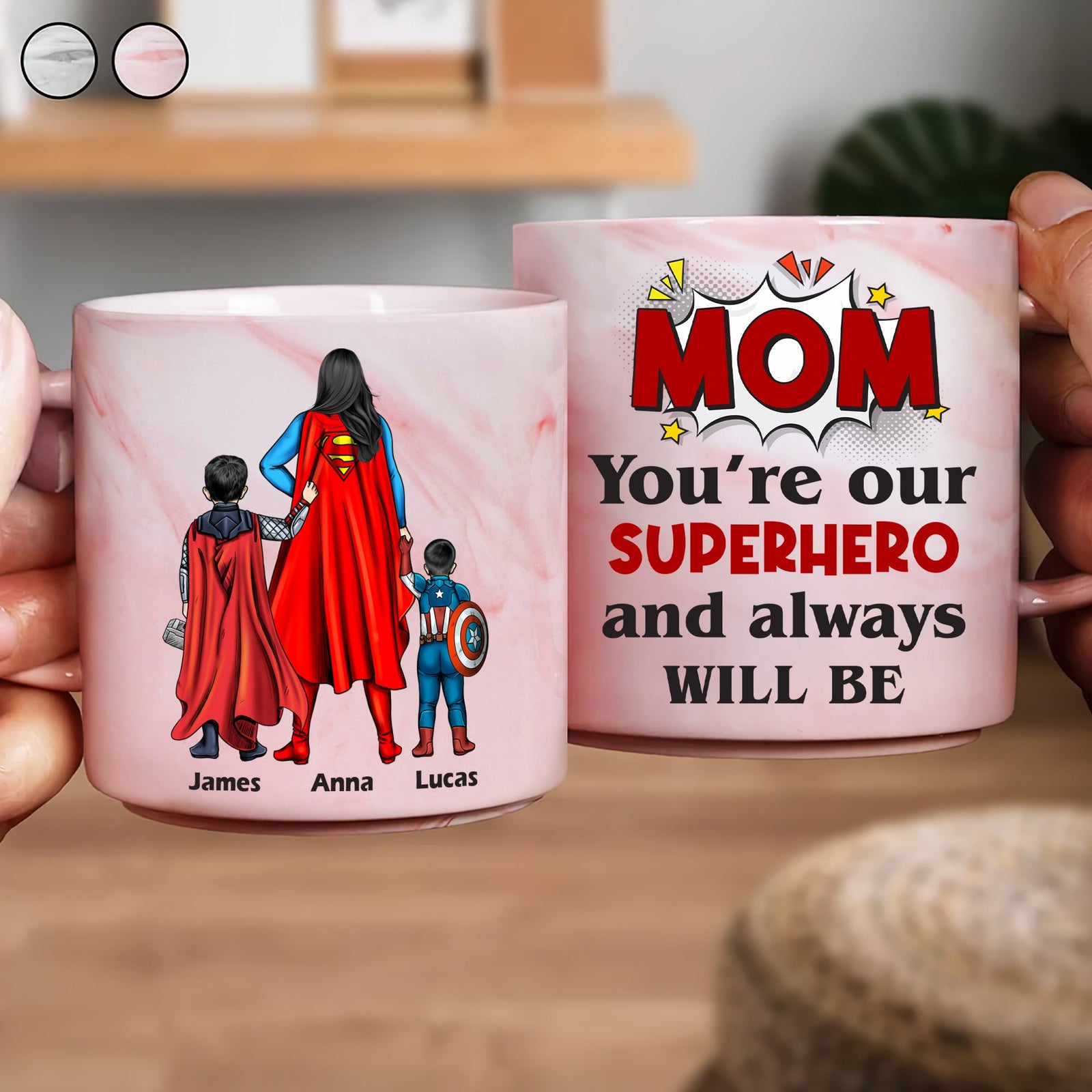 Personalized Gifts For Mom Marble Mug 06natn210325pa You're Our Superhero And Always Will Be-Homacus