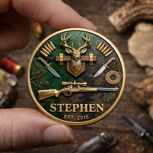 Deer Hunting Printed Metal Coin - Personalized Anniversary Gift For Hunters 05KILU110226-Homacus