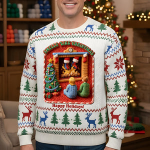 Creepy Fun Waiting Santa In Chimney Ugly Sweater, Personalized Gifts For Christmas 07qhtn041125-Homacus