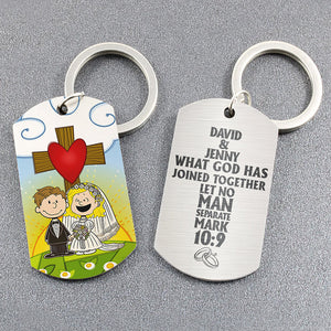 Personalized Gifts For Couple Stainless Steel Engraved Keychain Wedding 01XQMH100125DA-Homacus