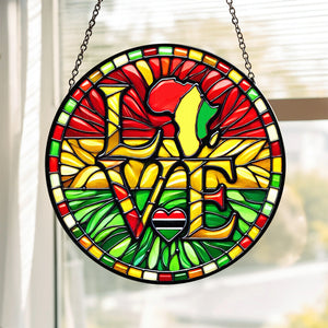 Black Roots Pride Round Stained Glass Suncatcher Ornament 02qhtn030125 Black History Month Decor-Homacus