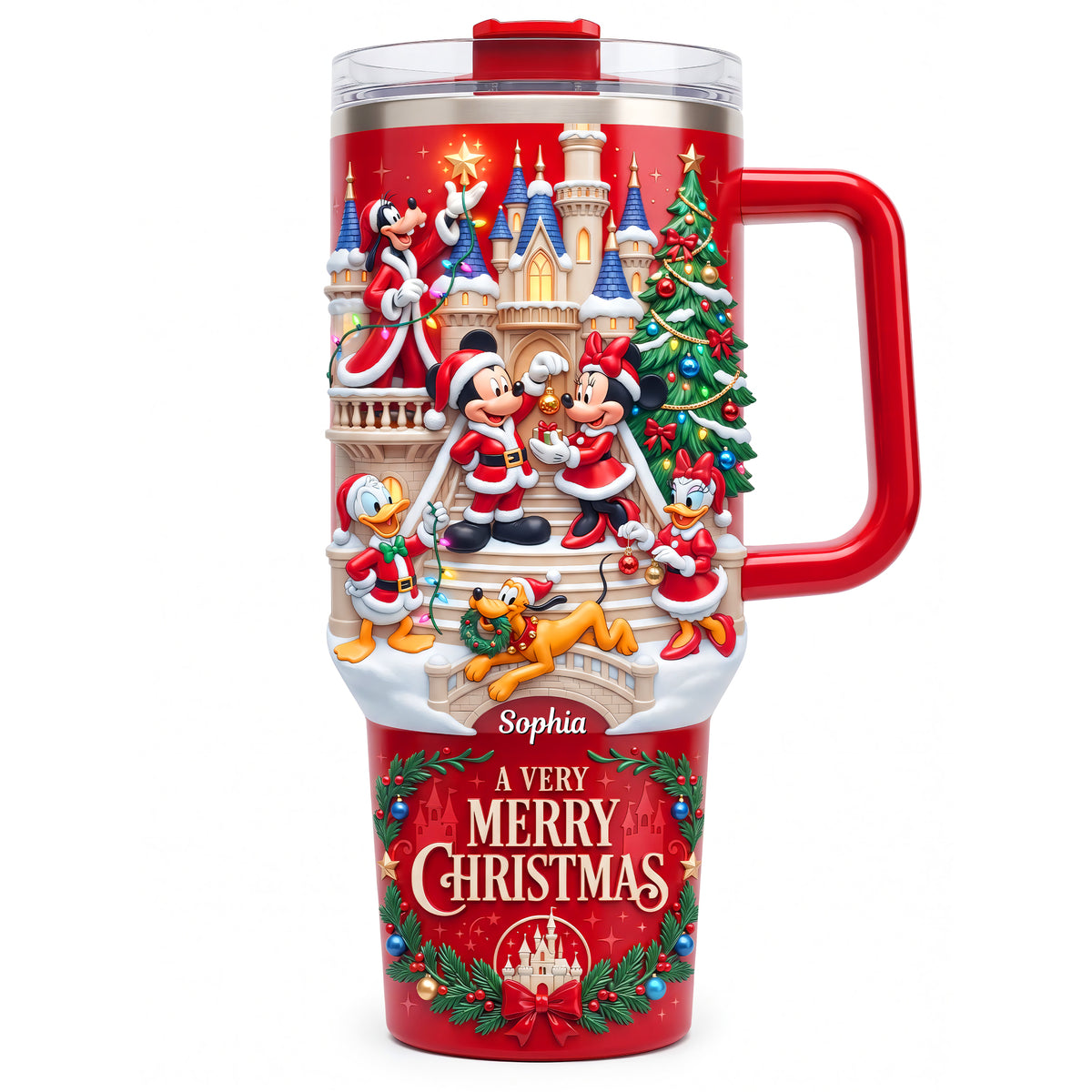 Very Merry Christmas 40oz Tumbler With Handle - Personalized Gifts For Christmas Tumbler 08TYQN061026-Homacus
