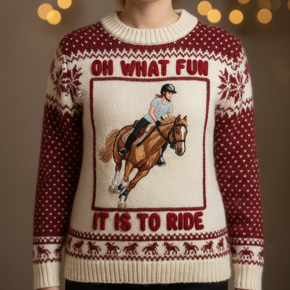 Custom Photo Christmas Gifts For Horse Riding Lovers Ugly Sweater 02natn161025-Homacus