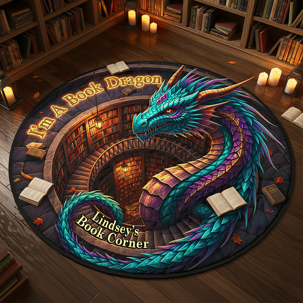 Personalized Gifts For Book Lovers Dragon Quilted Round Mat 02hutn071025-Homacus