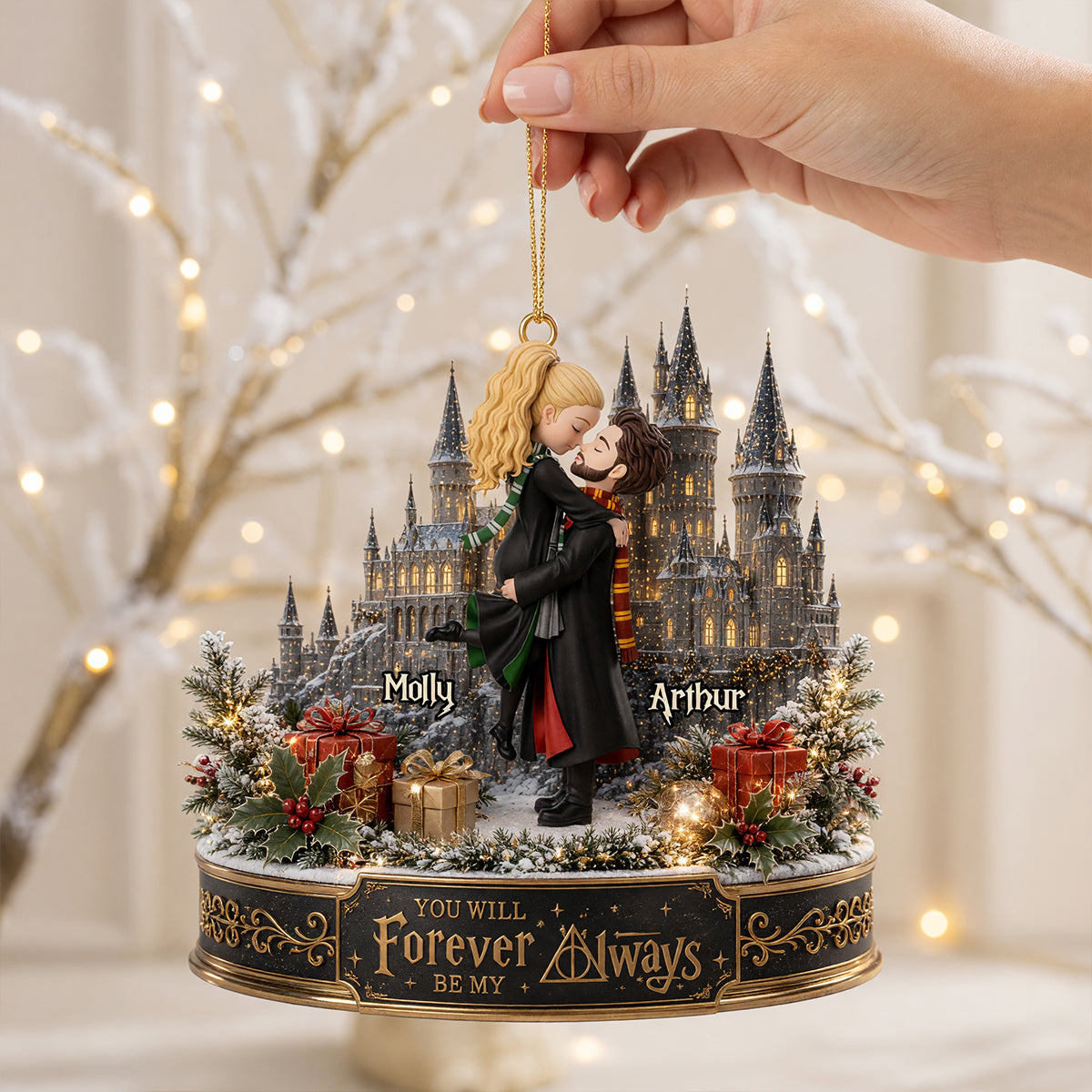 Kissing Fantasy School Couple Ornament - Personalized Gift For Couple Christmas Ornament 01NADT140826