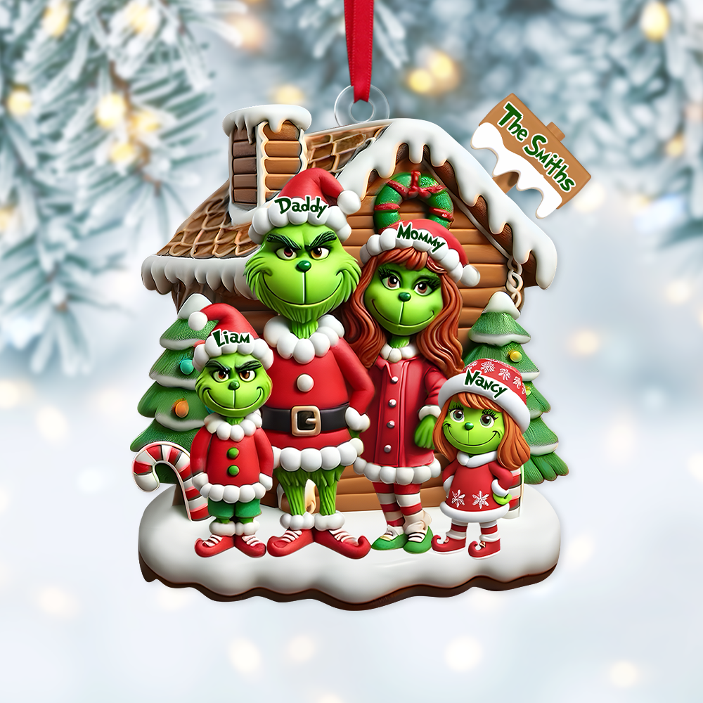 Personalized Gifts For Family Acrylic Ornament, Green Cartoon Character 01TGPU261124-Homacus