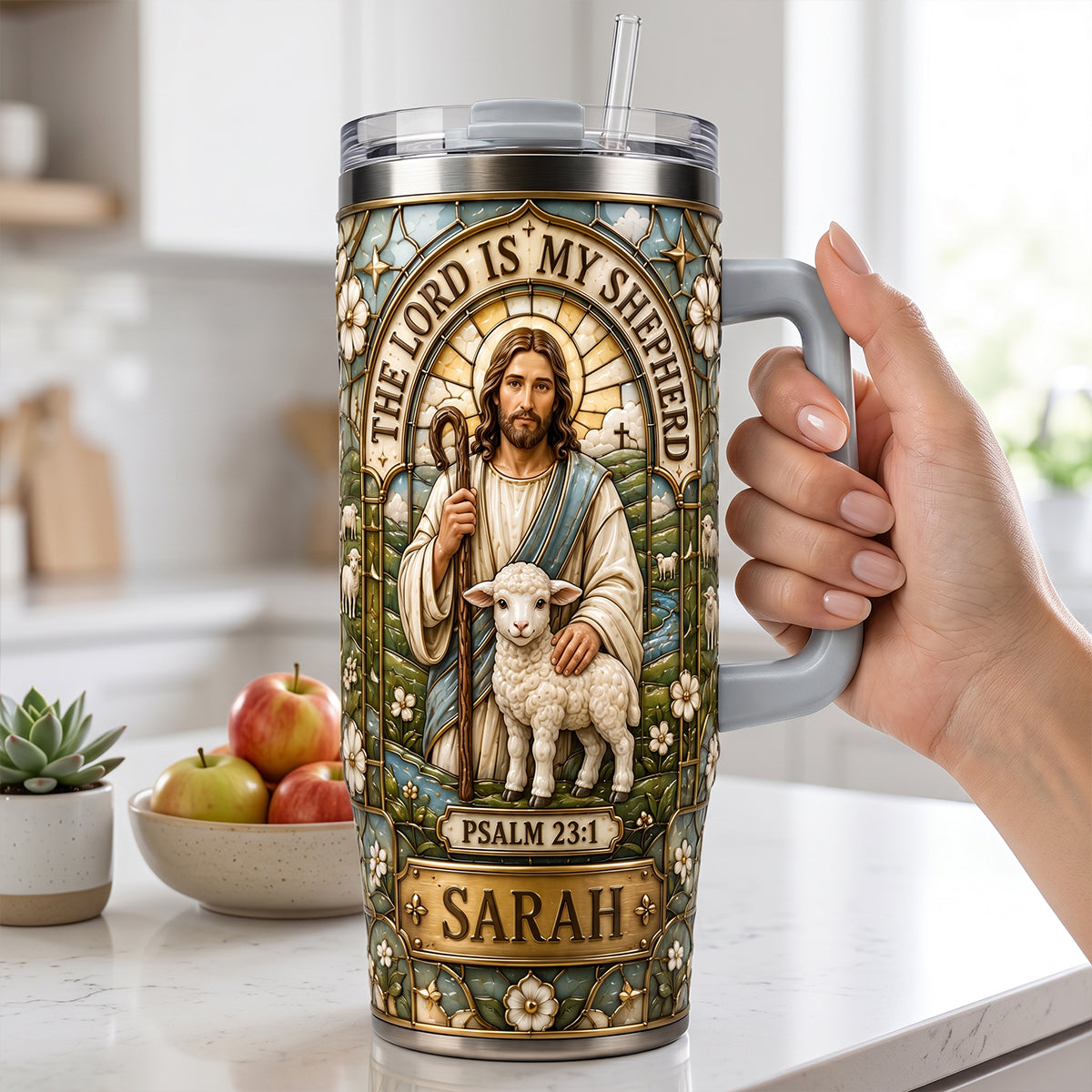 The Lord Is My Shepherd Tumbler With Handle - Personalized Gifts For Christians 03hatn060726-Homacus