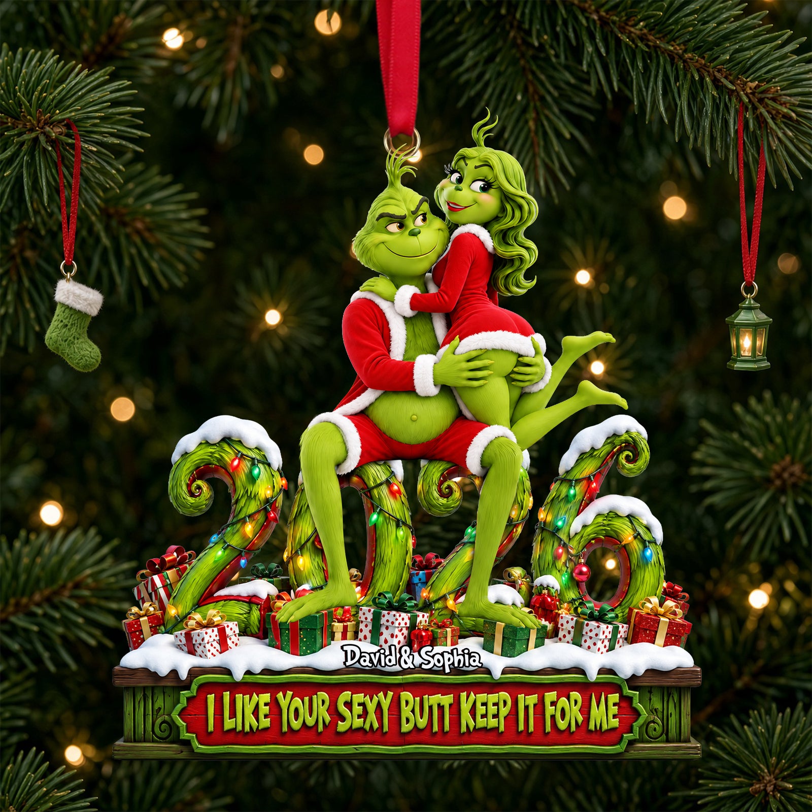 2026 Cheeky Couple Ornament - Personalized Gifts For Couple Christmas Ornament 05OHLU191026-Homacus