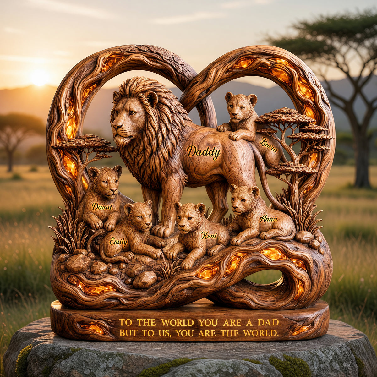 Lion Dad And Kids Acrylic Plaque - Personalized Gifts For Dad 02paqn220526-Homacus