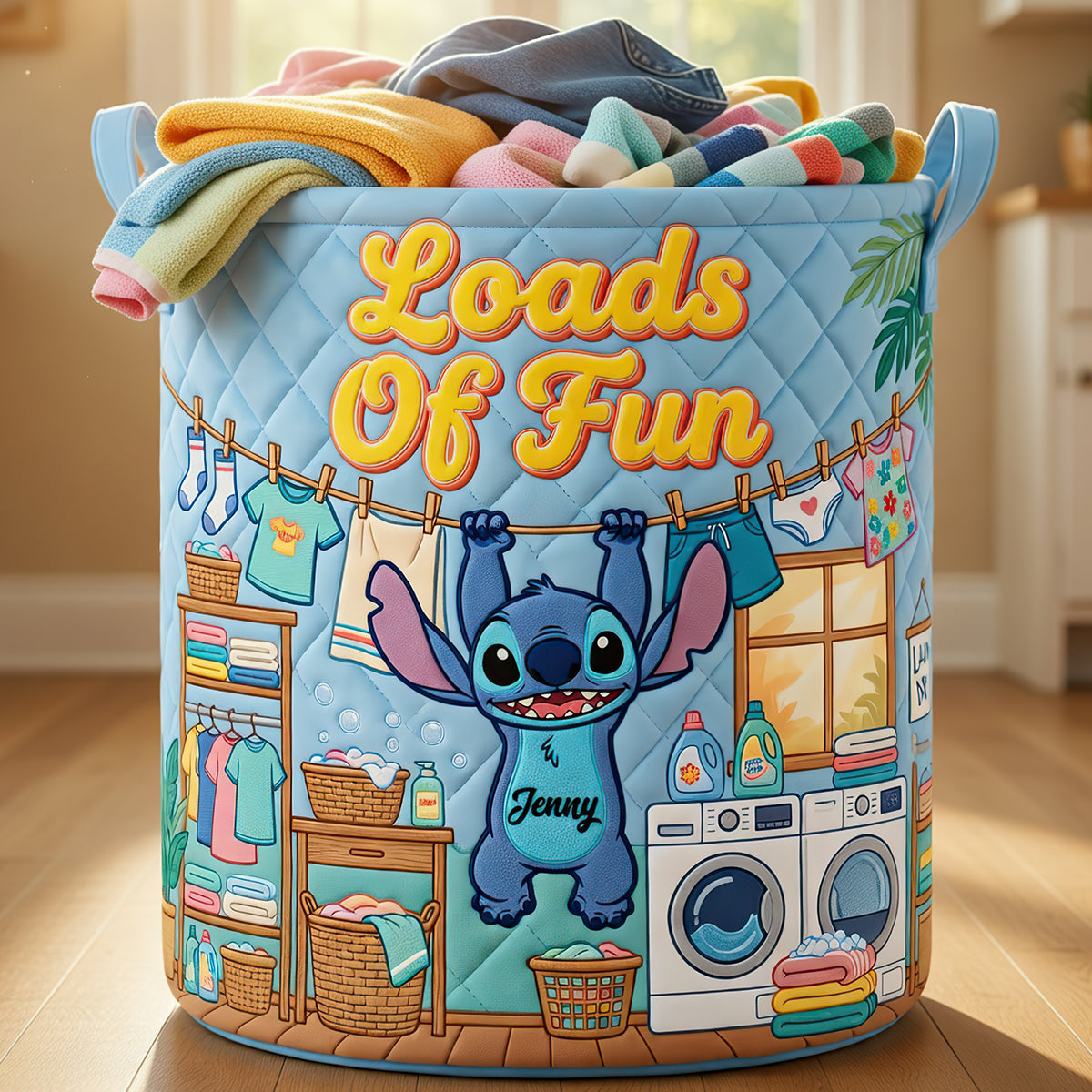 Loads Of Fun Quilted Laundry Basket - Personalized Gifts 04nadt090726-Homacus