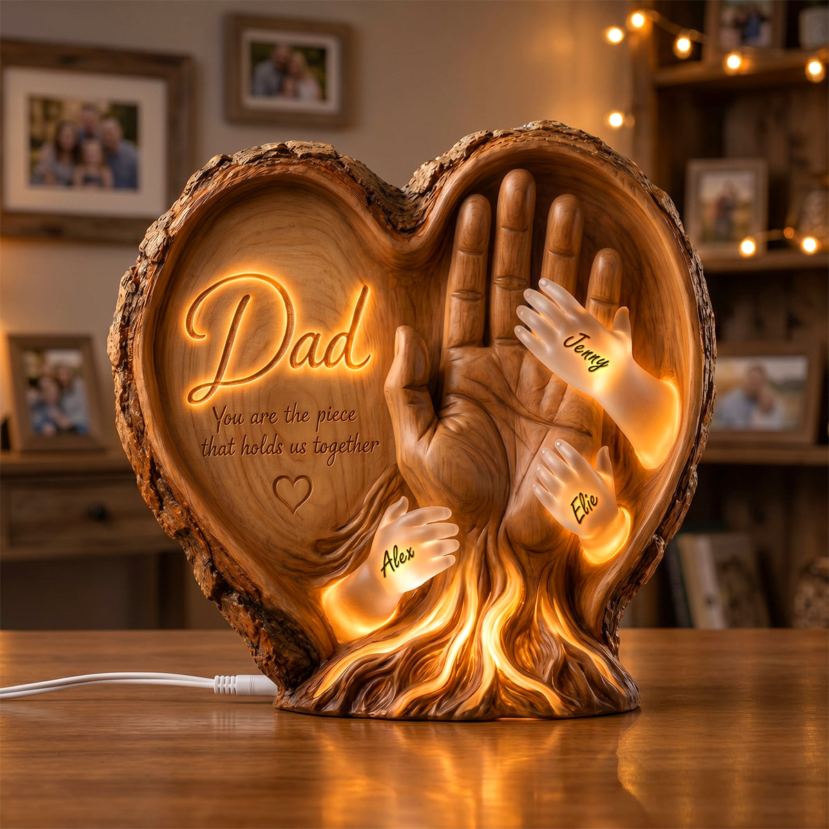 Dad's Heart Pieces Acrylic Light Box - Personalized Gifts For Dad 01padh300426-Homacus