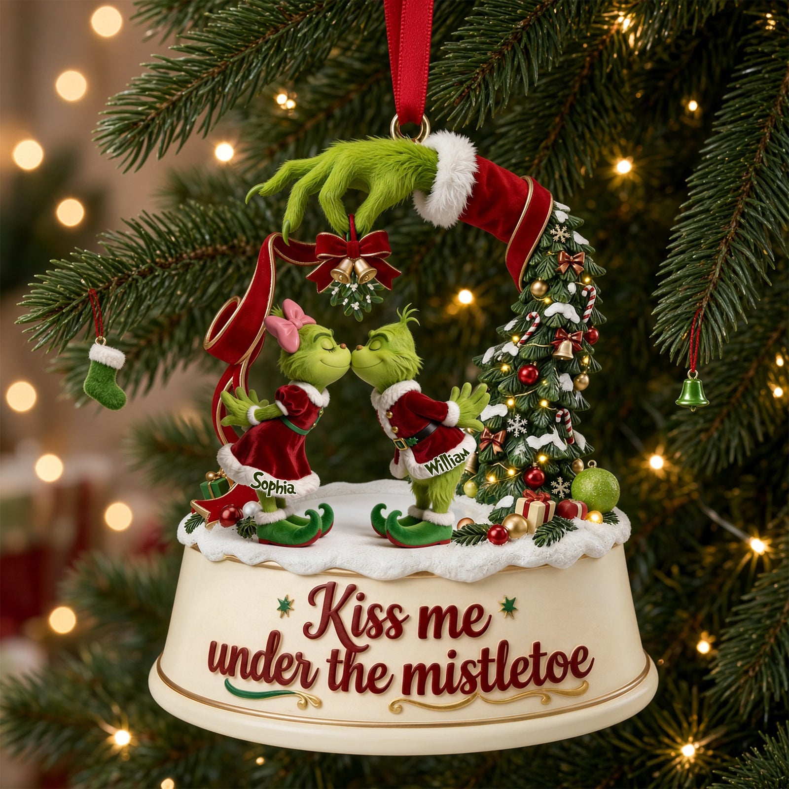 Mischievous Kiss Under The Mistletoe Acrylic Ornament - Personalized Christmas Gifts For Couples 04tolu030926-Homacus