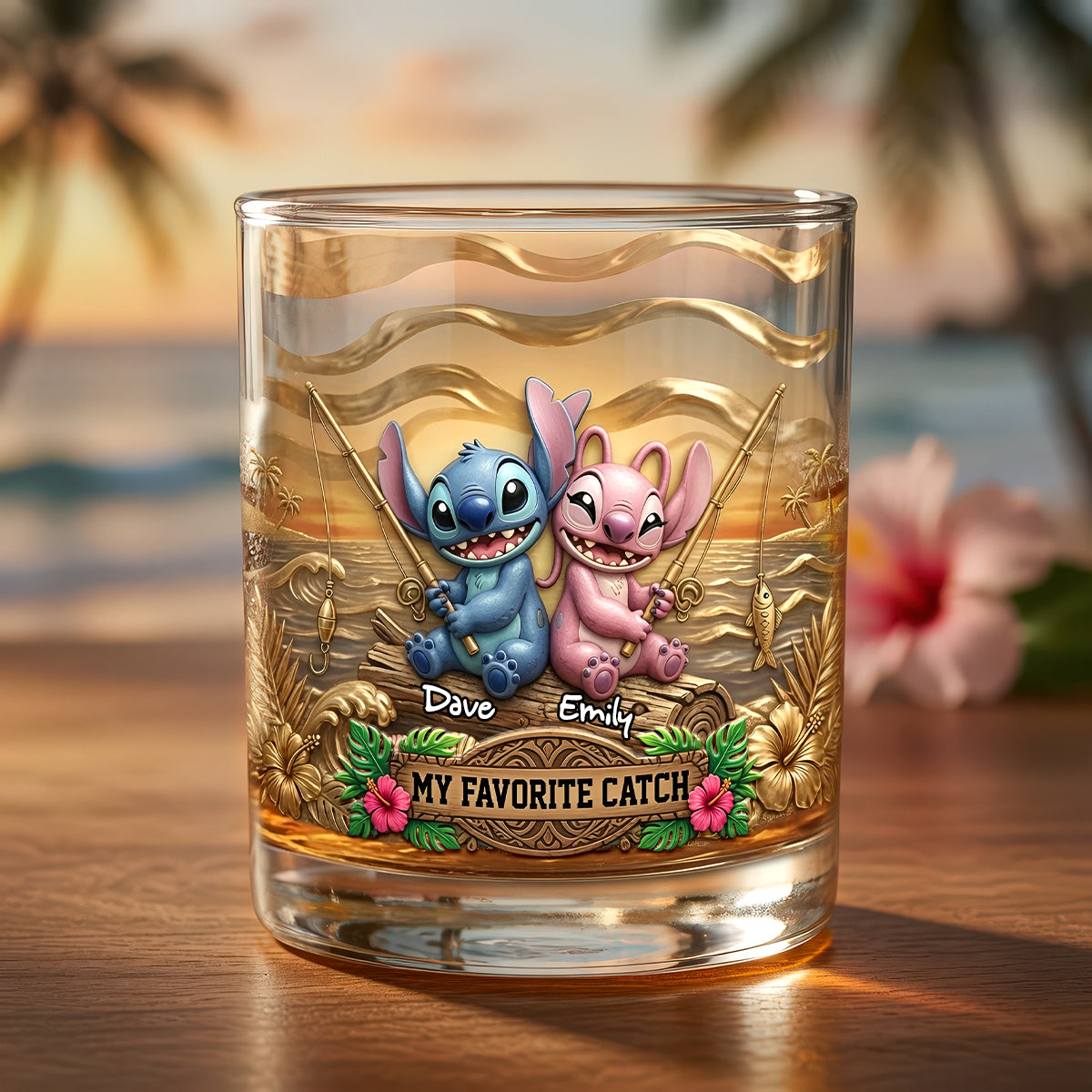 My Favorite Catch Round Glass - Personalized Gifts For Couple 05tydh080626-Homacus