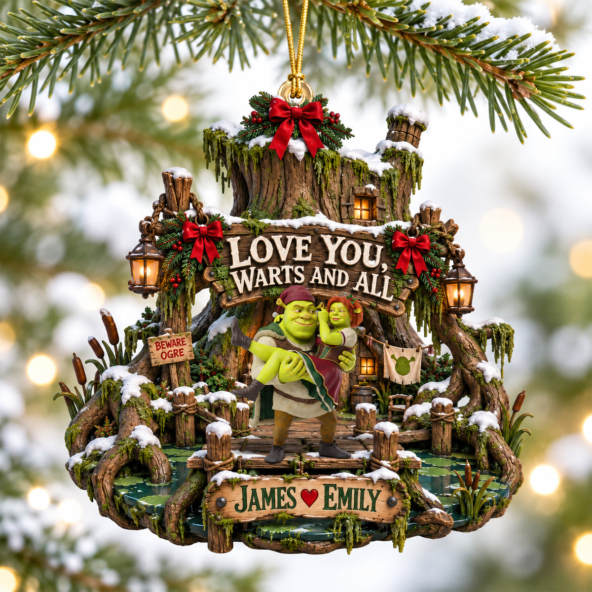 Love You, Warts And All Christmas Ornament - Personalized Gifts For Couple 04haqn240926