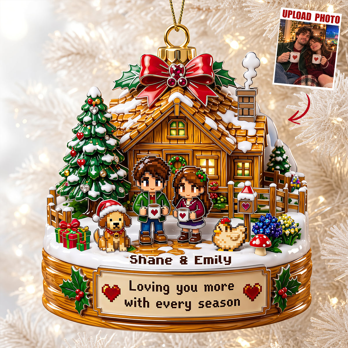Pixel Farm Couple Acrylic Ornament - Custom Photo Christmas Gifts For Couple 04qhdt280826-Homacus