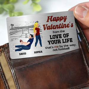 Personalized Gifts For American Football Couple Wallet Card, Funny Message 02qhdt091224pa-Homacus