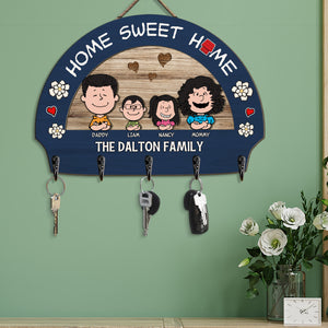 Personalized Gifts For Family Wood Key Hanger 02qhpu120624hh Cartoon Family-Homacus