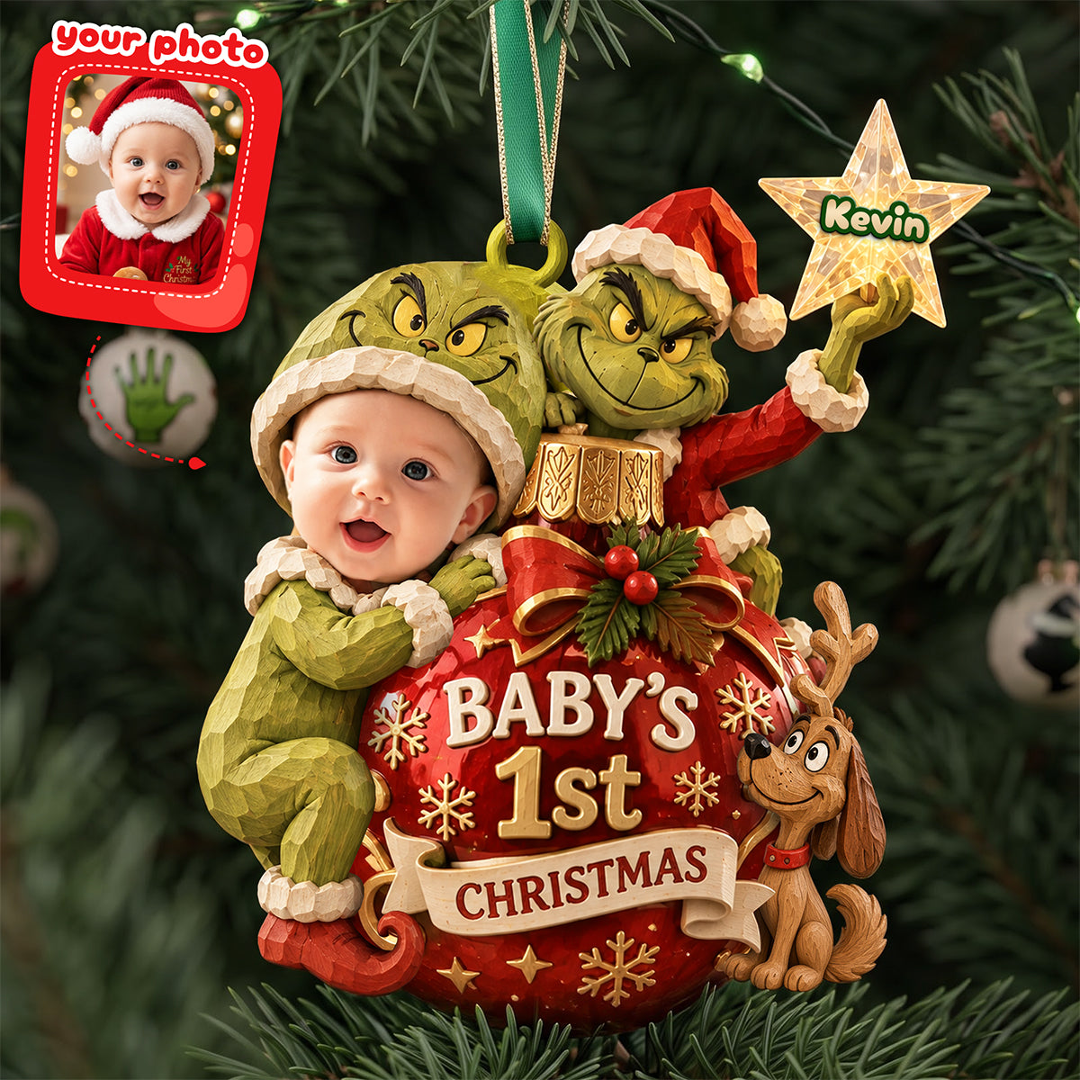 Baby’s First Christmas Ornament - Personalized Custom Photo Gift For Kids 06PATA011026