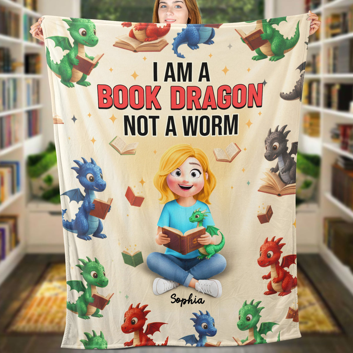 Book Dragon Blanket - Personalized Gifts For Book Lovers 01naqn181225-Homacus